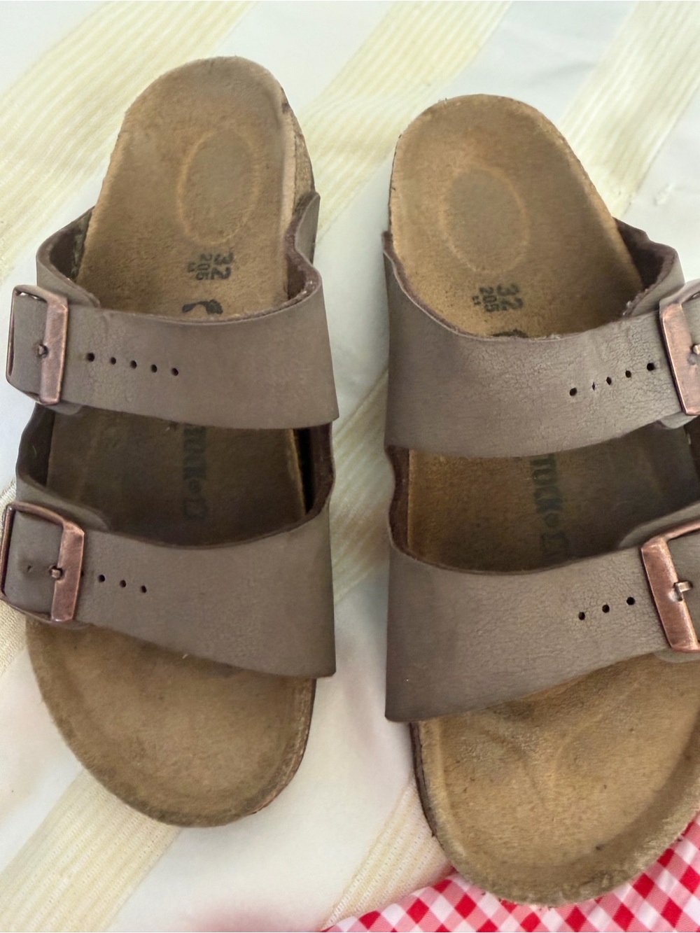 Birkenstock Kids Two-Strap Brown Leather Sandals